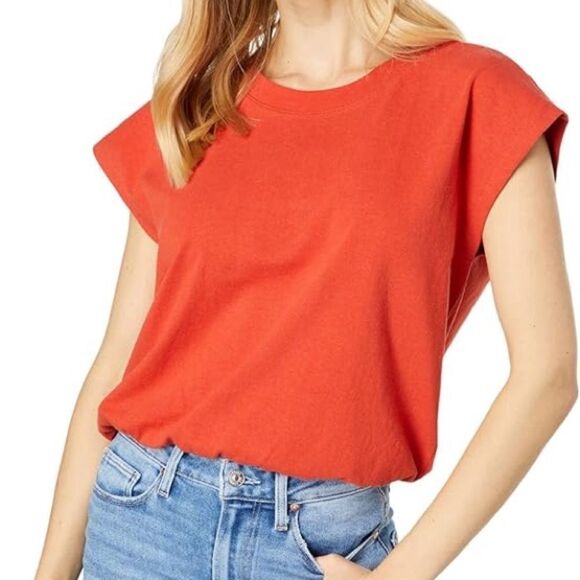 Madewell Women’s Orange Pullover Cotton Banded Muscle Tee XS - Picture 1 of 14